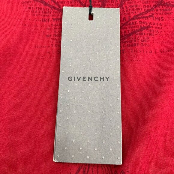 Givenchy Red Wood Print Cotton Round-Neck Long-Sleeved Knitted Sweater XL New W/ - Picture 5 of 8